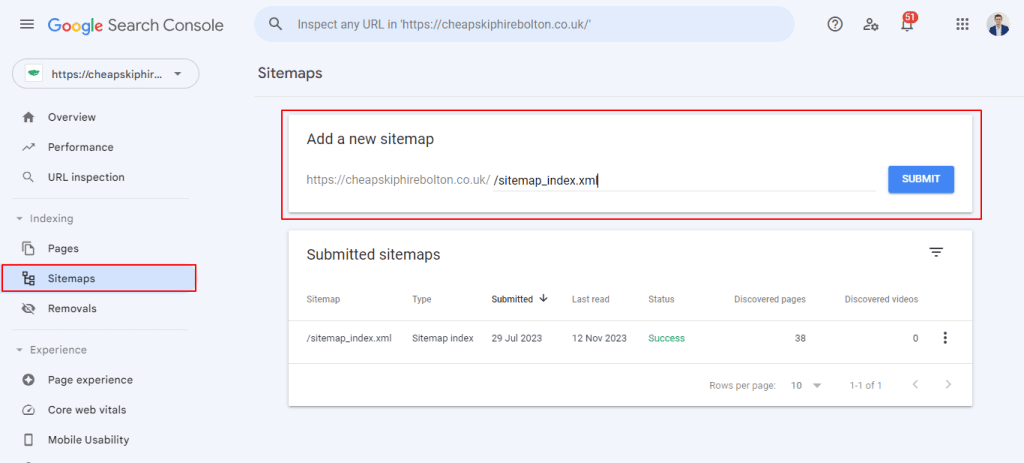 Step 2 - Upload XML Sitemap to Search Console